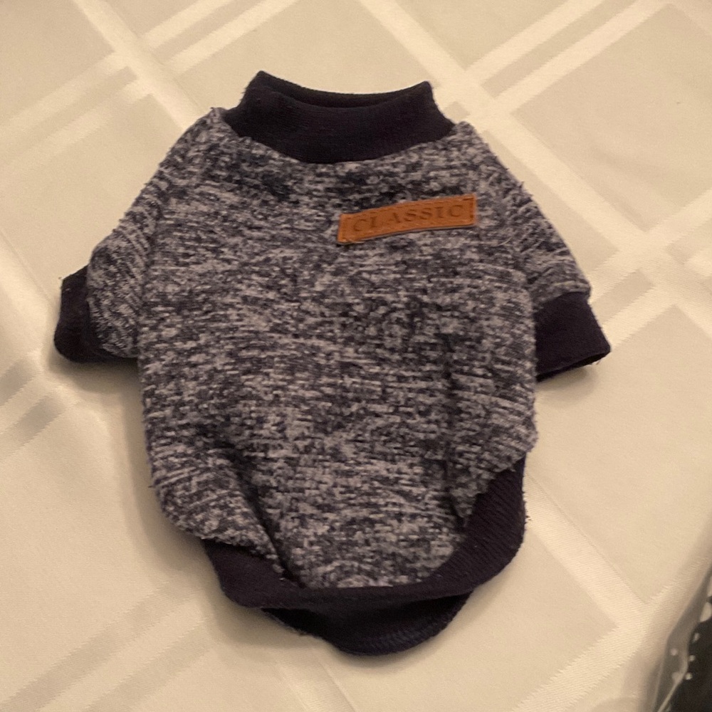 Classic Heathered Blue Dog Sweater